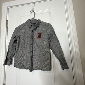 Kids Harley Davidson shirt 8/10 Gray Button-Up Shirt with Orange Patch